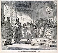 Moses and Aaron meeting Pharoh